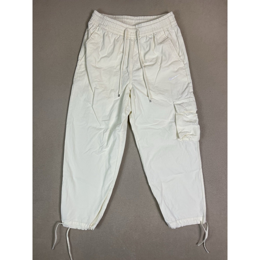 Nike Sportswear Pants‎ Womens S Cream Icon Clash Canvas Cargo Elastic Waist